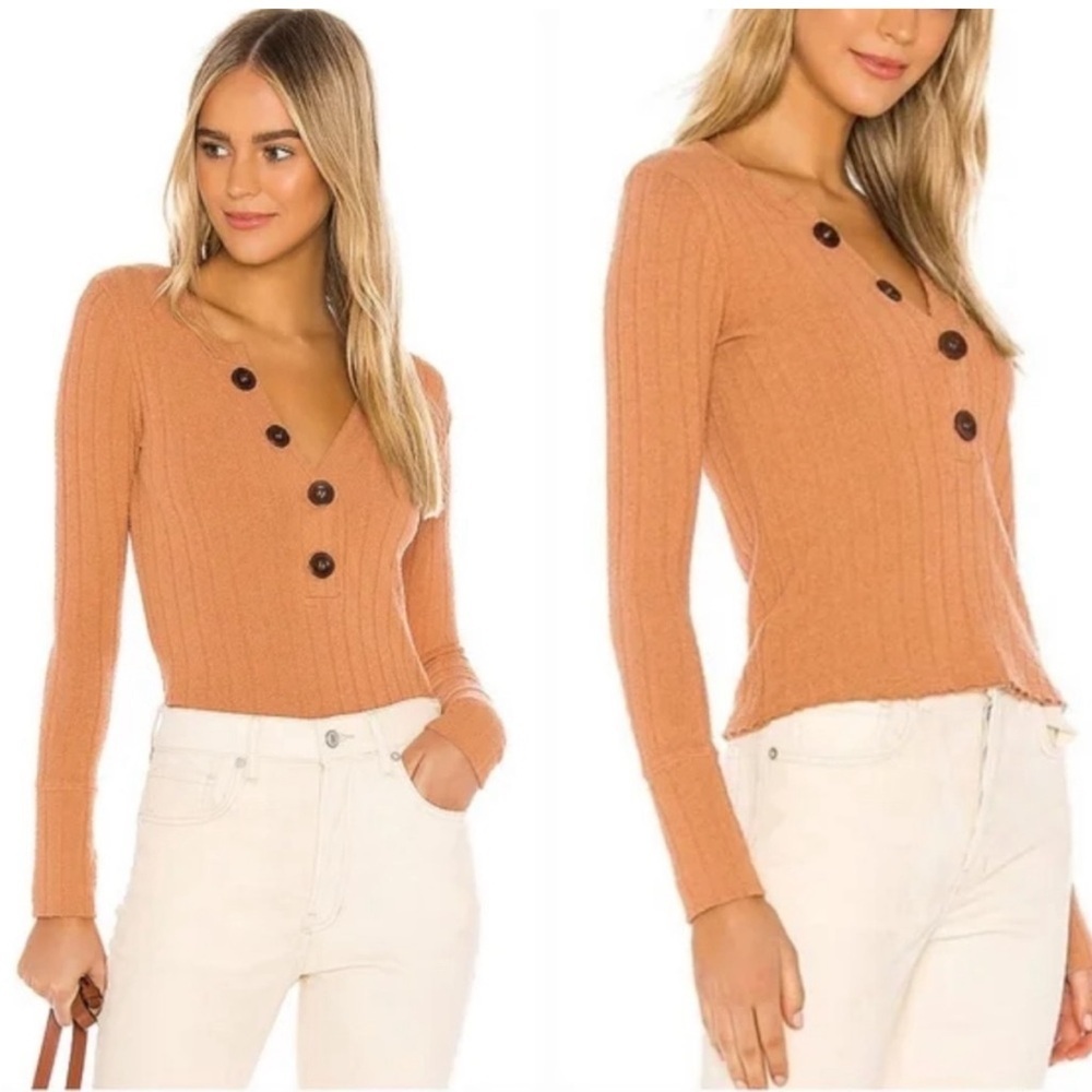 Free People Orange Long Sleeve Top